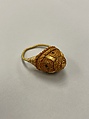Ring, domed with woven circular forms, Songhay artist, Straw, beeswax, metal, Songhay